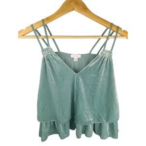 Xhilaration Mint Aqua Green Velveteen Double-Layer Camisole